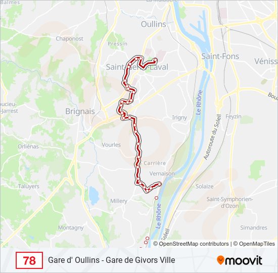 Plan de la ligne 78 de bus