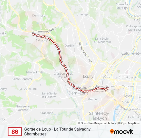 86 Bus Line Map