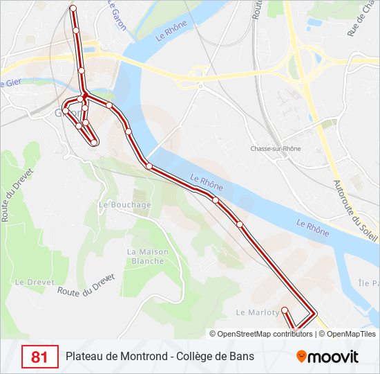 Plan de la ligne 81 de bus