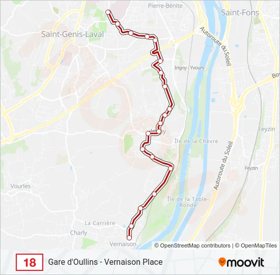 Plan de la ligne 18 de bus