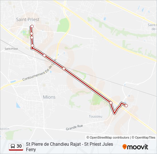 Plan de la ligne 30 de bus