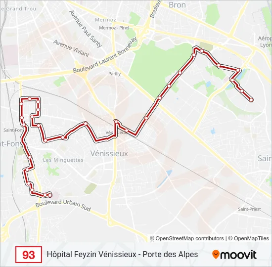 93 Bus Line Map