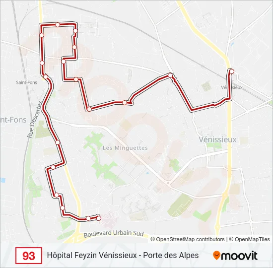 93 Bus Line Map