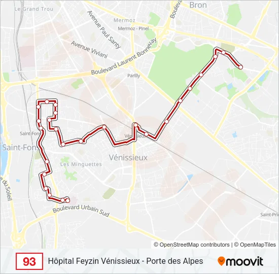 93 Bus Line Map