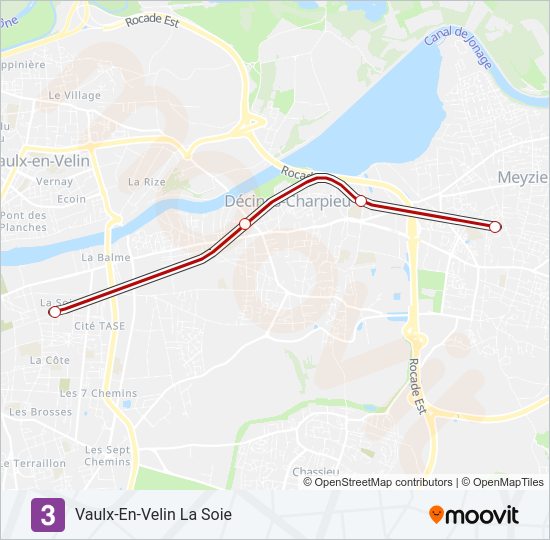 Mapa de T3 de tren ligero