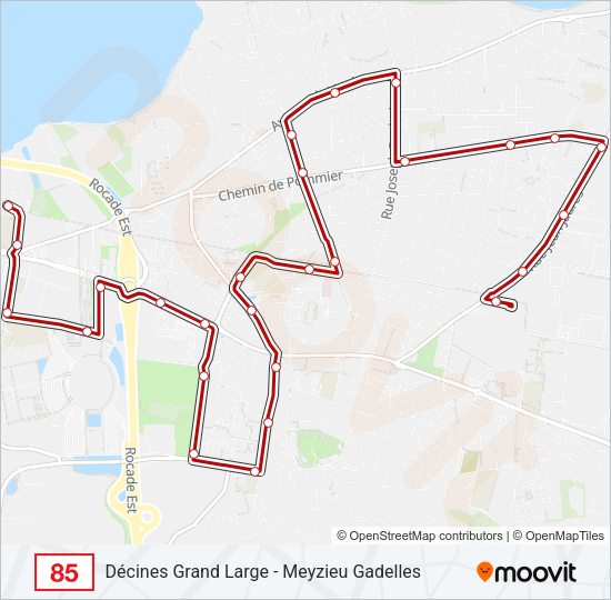 Plan de la ligne 85 de bus