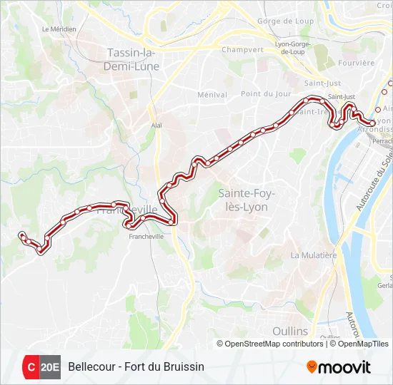 Plan de la ligne C20E de bus