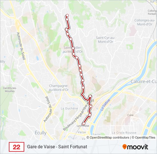 Plan de la ligne 22 de bus