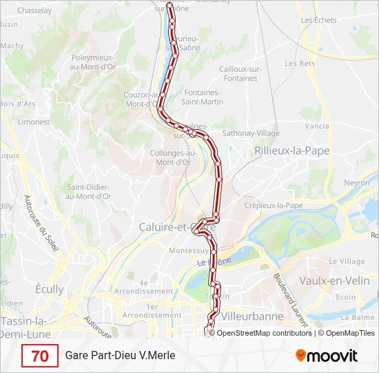 70 Bus Line Map