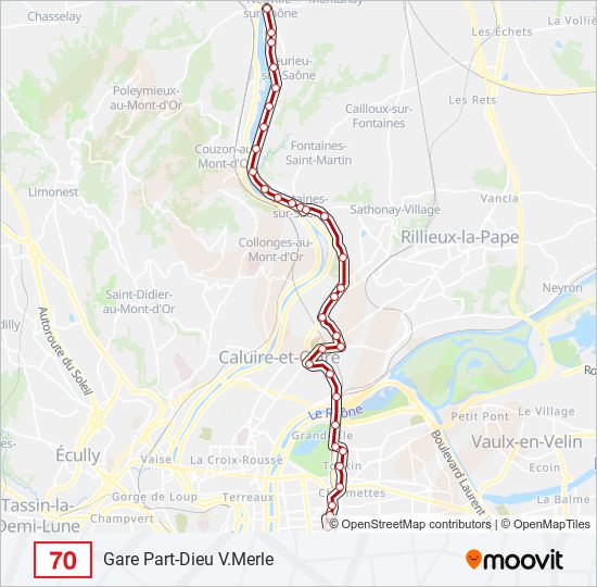 Plan de la ligne 70 de bus