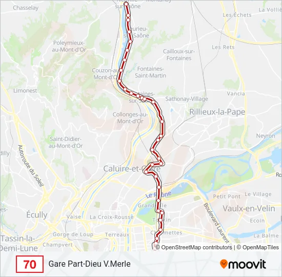 70 Bus Line Map
