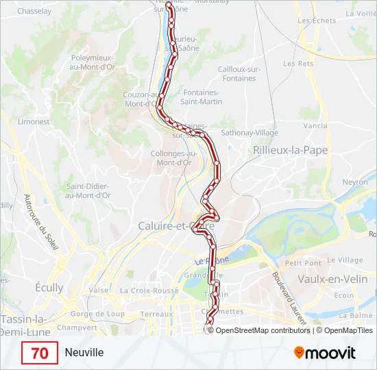 70 Bus Line Map