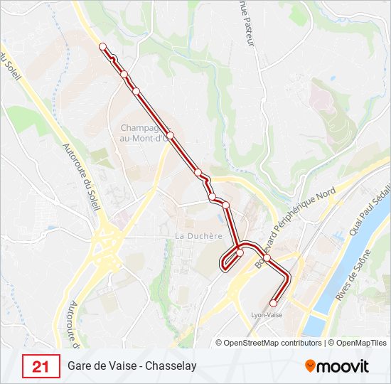 Plan de la ligne 21 de bus