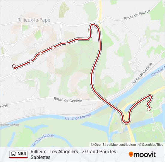 Mapa de N84 de autobús