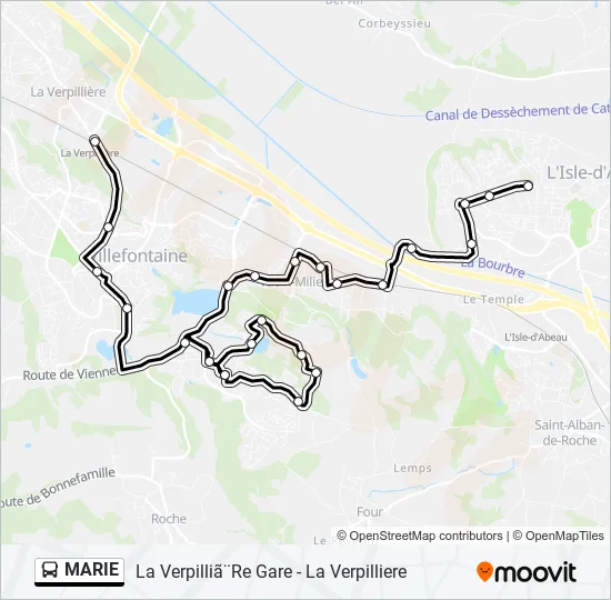 MARIE Bus Line Map