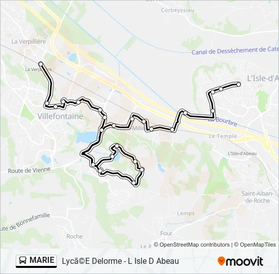 MARIE Bus Line Map