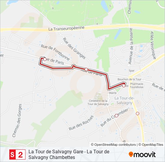 S2 bus Line Map