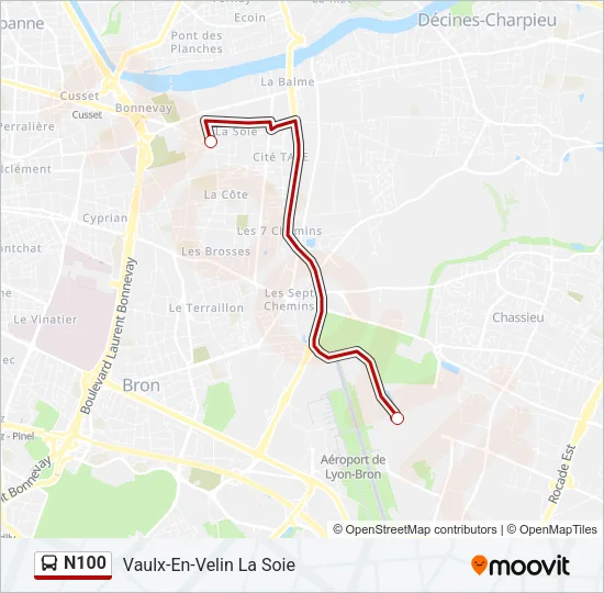 N100 Bus Line Map