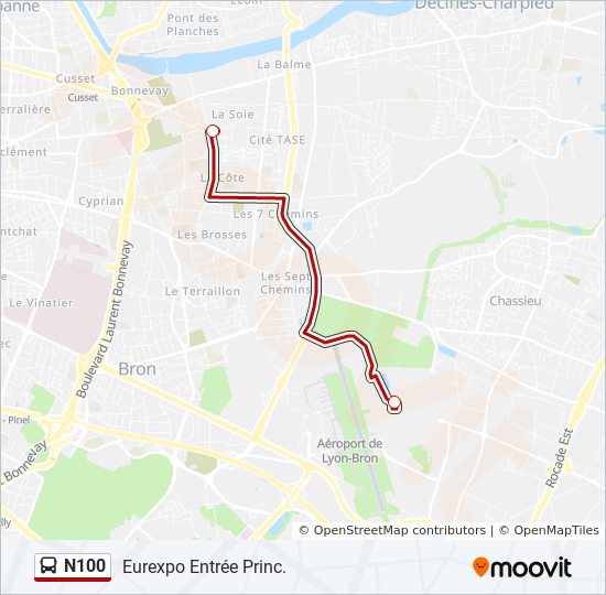 Plan de la ligne N100 de bus