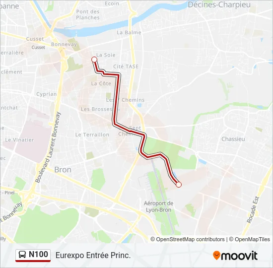 N100 Bus Line Map