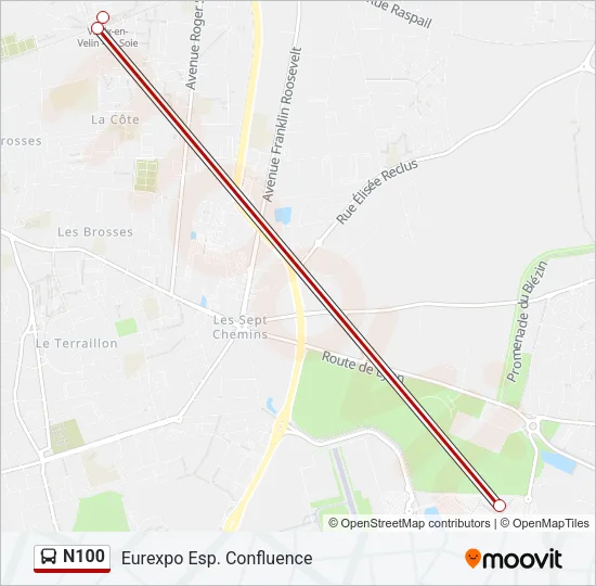 N100 Bus Line Map