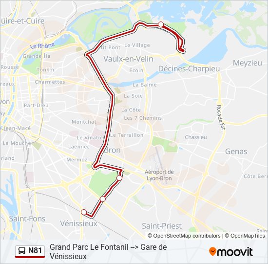 Plan de la ligne N81 de bus