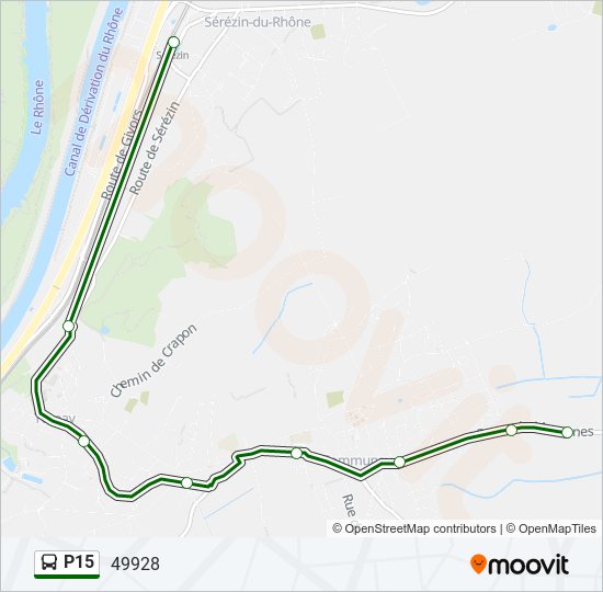 Plan de la ligne P15 de bus