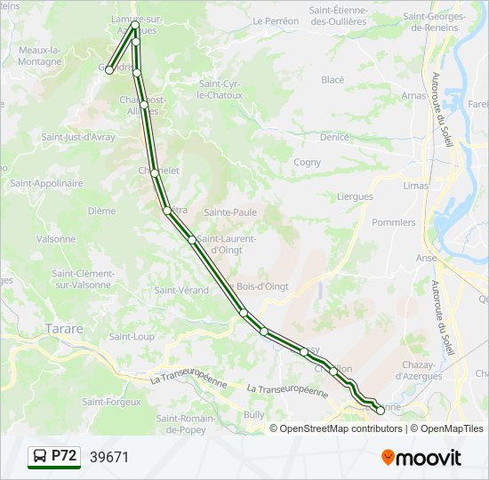 Mapa de P72 de autobús