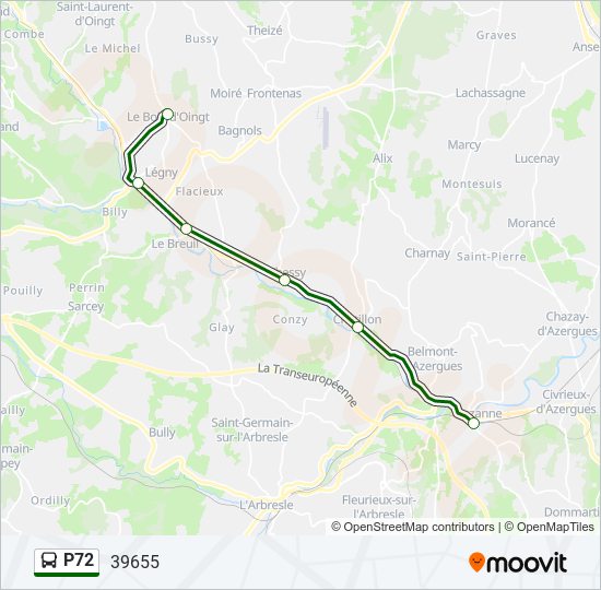 Mapa de P72 de autobús