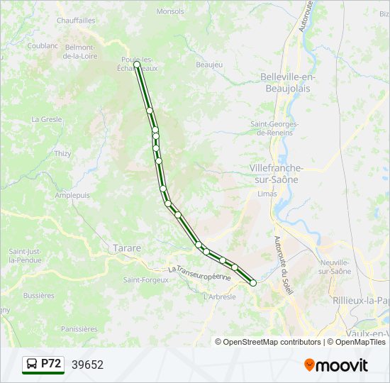 Plan de la ligne P72 de bus