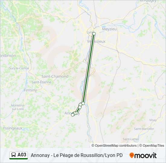 Plan de la ligne A03 de bus