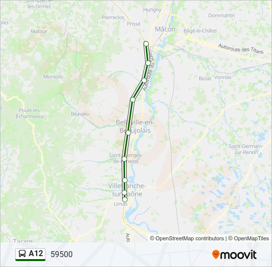 Mapa de A12 de autobús