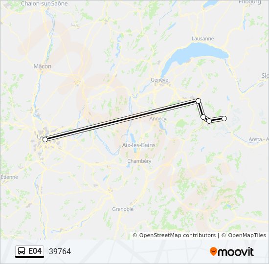 Plan de la ligne E04 de bus