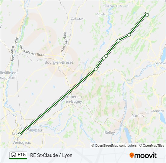 E15 bus Line Map