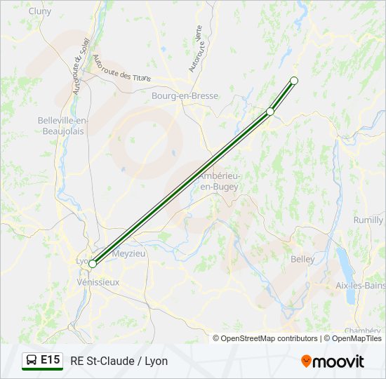 E15 bus Line Map