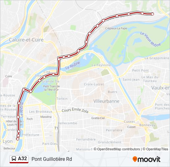 Mapa de A32 de autobús