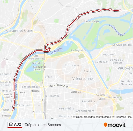 Mapa de A32 de autobús