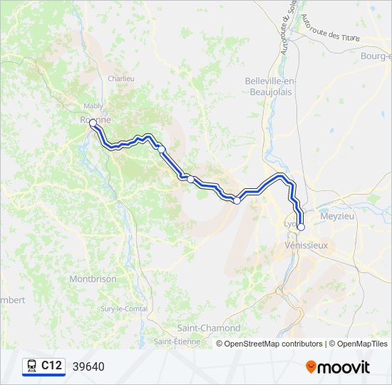 Plan de la ligne C12 de train
