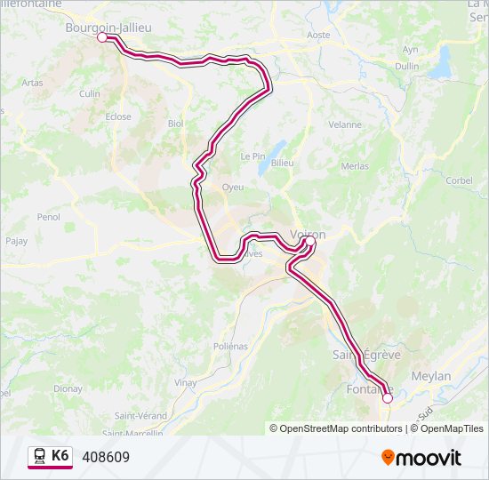 Plan de la ligne K6 de train