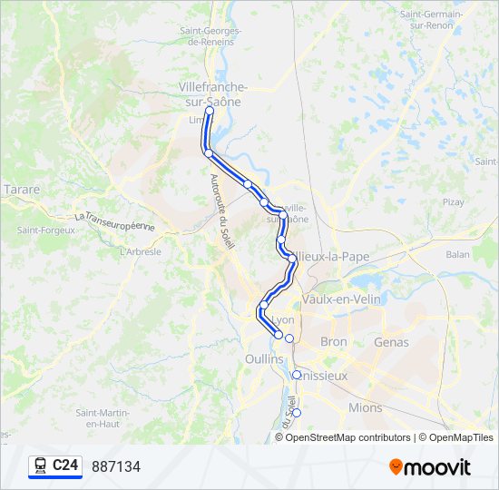 Plan de la ligne C24 de train