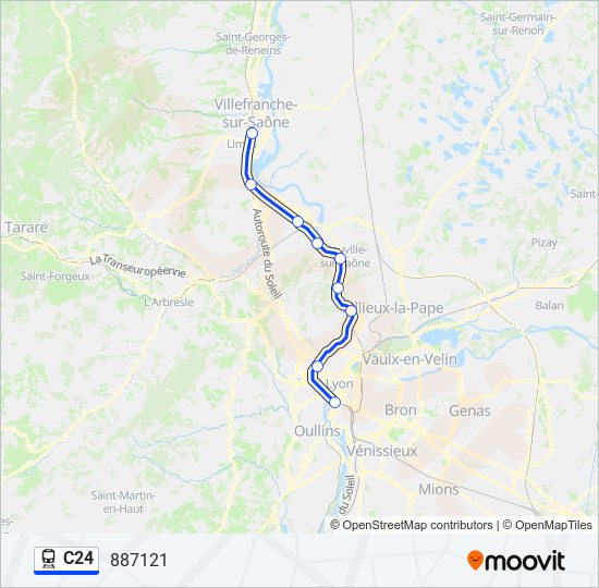 Plan de la ligne C24 de train