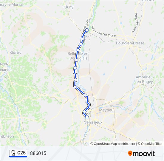 Plan de la ligne C25 de train