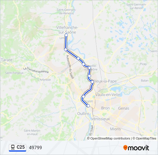 Plan de la ligne C25 de train