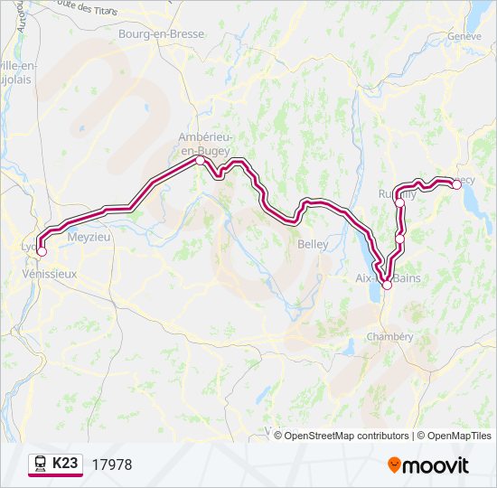 Plan de la ligne K23 de train