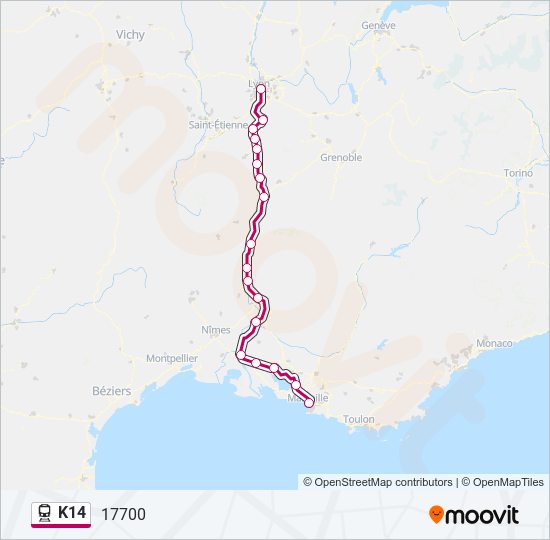 Mapa de K14 de tren