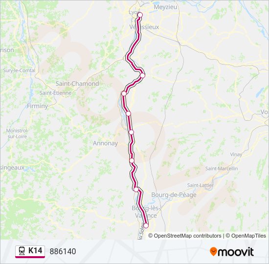 Plan de la ligne K14 de train