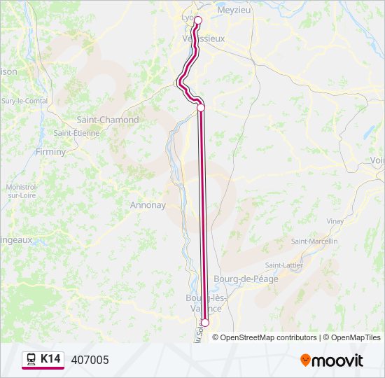 Plan de la ligne K14 de train