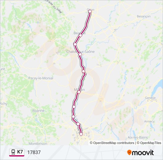 Plan de la ligne K7 de train