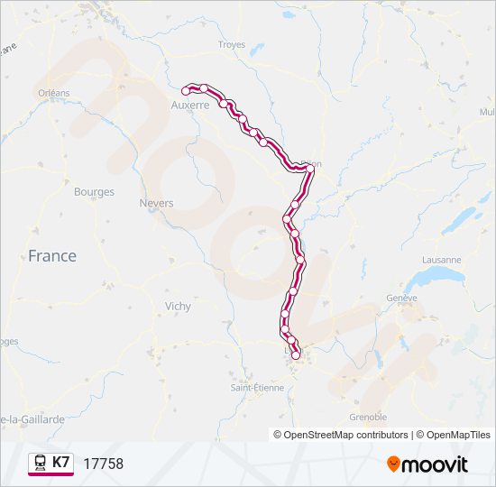 Plan de la ligne K7 de train