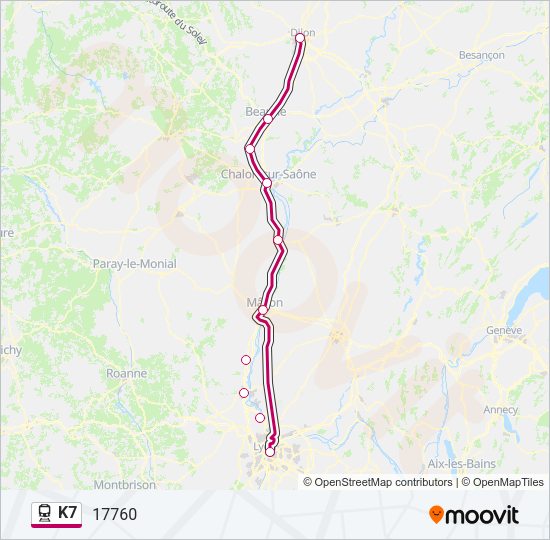 Plan de la ligne K7 de train